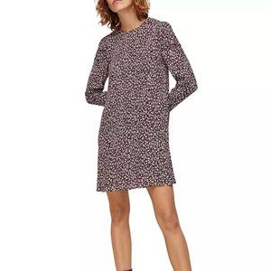 Whistles People Print Georgina Dress in Maroon